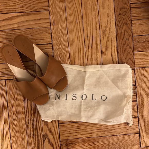 Nisolo Tan Open Toe Heeled Leather Sandals Size 7.5 - Picture 6 of 10